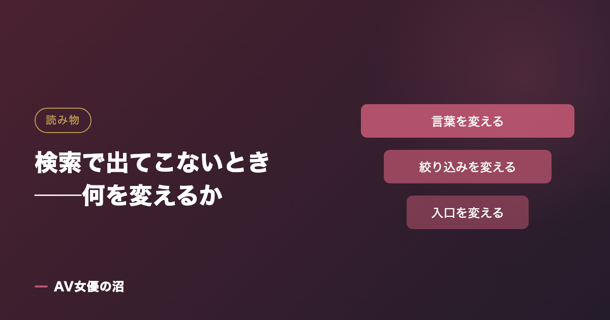 検索で出てこないとき──何を変えるかを示す図版（AV女優の沼）