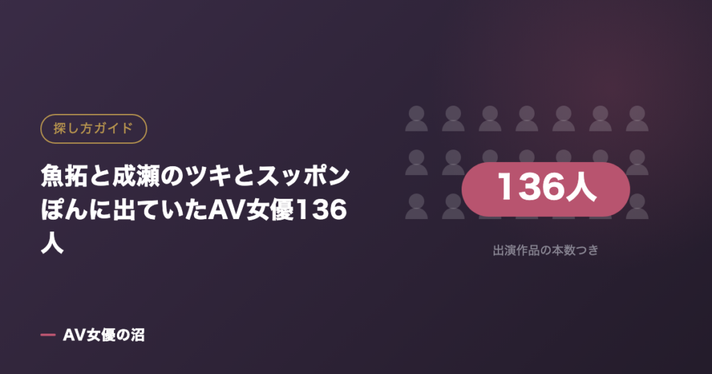魚拓と成瀬のツキとスッポンぽんに出ていたAV女優136人（図版）