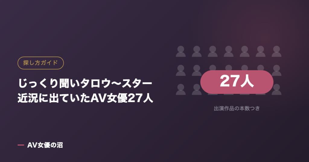 じっくり聞いタロウ～スター近況に出ていたAV女優27人（図版）